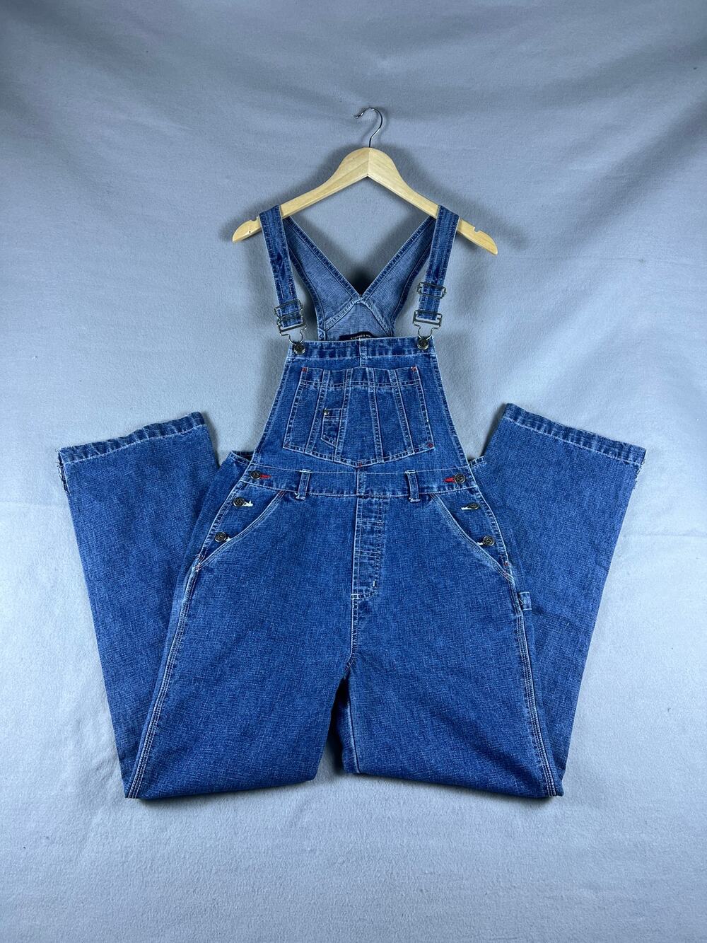 Vintage Stephen Hardy Squeeze Denim Bib Overalls Womens M Blue Farm Workwear Y2K